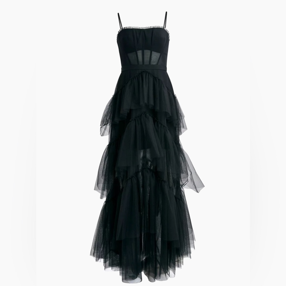 BCBG Sheer Tiered Ruffle Gown - Picture 5 of 5